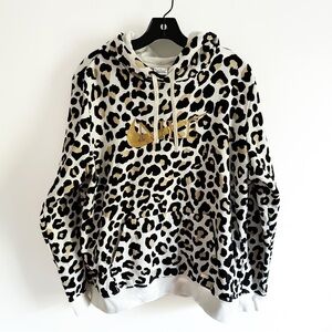 Nike Women’s Leopard Print Gold Sparkle Hoodie Sweatshirt size XL extra large